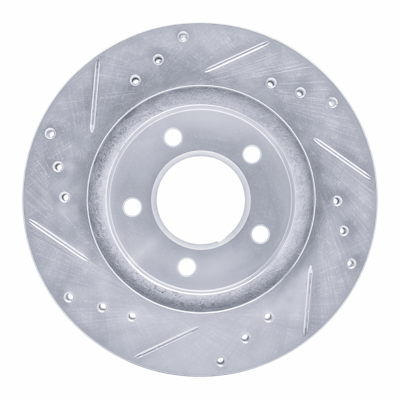 Chrysler LHS Brake Rotor (1) - Front Right - R1 Concepts - Drilled & Slotted - Silver - `98-`00